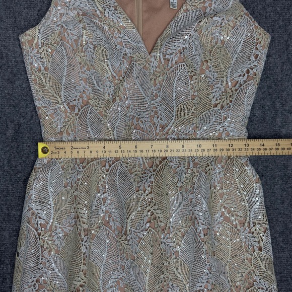 Dress The Population Aurora Dress Women S Gold Silver Lace Sequin Bridal Wedding - Picture 10 of 11